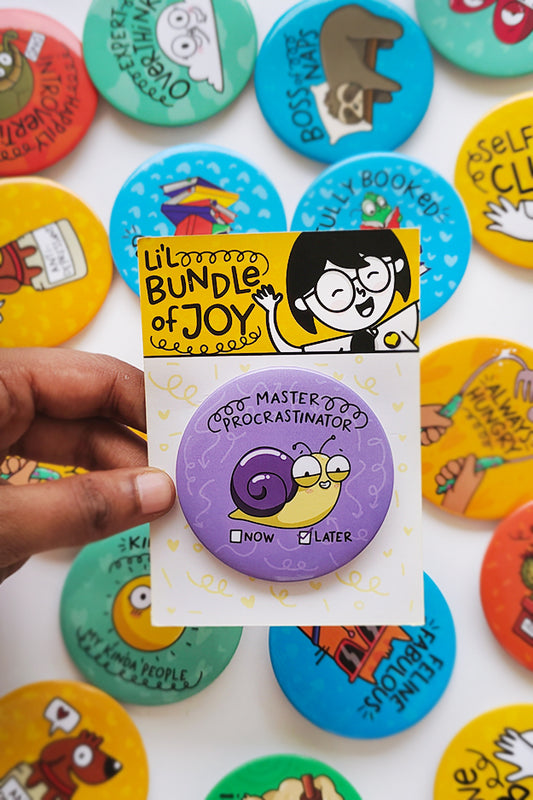 Master Procrastinator Button Badge